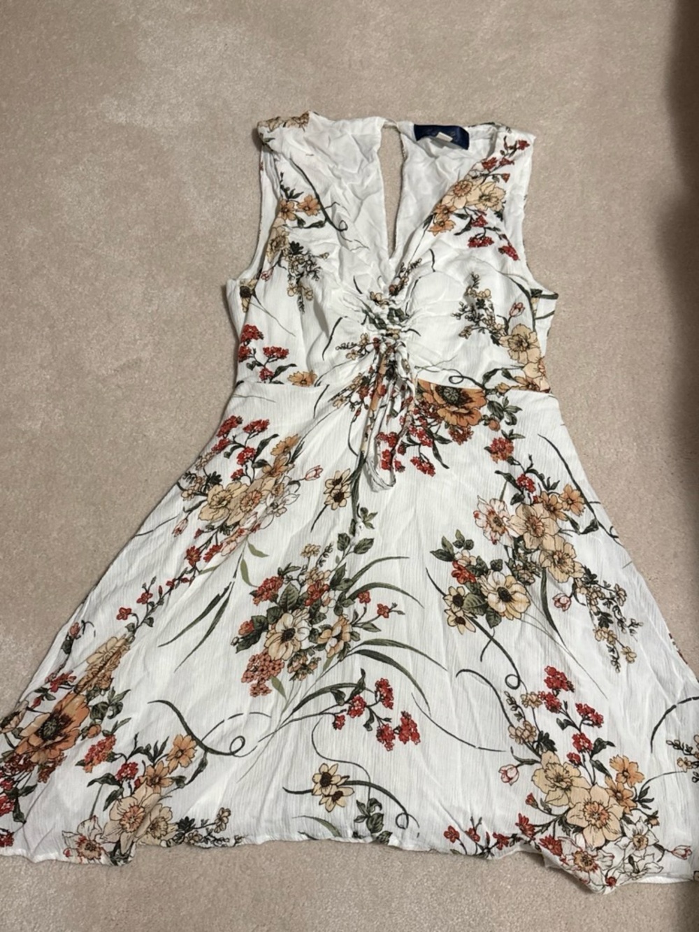 Blue Rain White Floral Tie-Front Mini Dress